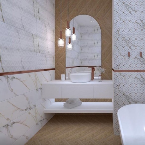 Фаянс Aston Star Gold MT 25x75 см бяло/златисто KERA TILE ➤ топ цена ➤ dshome.bg