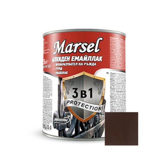 Алкиден емайллак 3в1 750 мл тъмнокафяв MARSEL ➤ топ цена ➤ dshome.bg