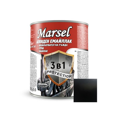 Алкиден емайллак 3в1 черен 500 мл MARSEL ➤ топ цена ➤ dshome.bg