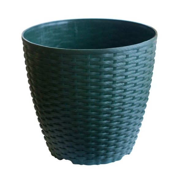Саксия Ø23.5х21 см тъмнозелена Kamelya Ratan HOME DECOR ➤ топ цена ➤ dshome.bg