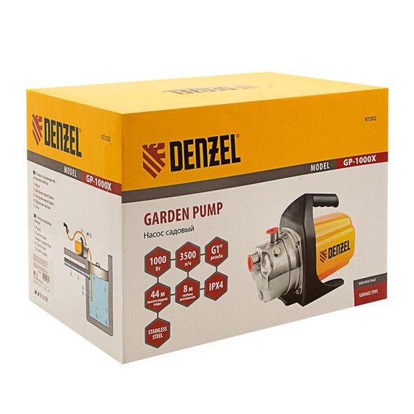 Градинска помпа 1000 W 3500 л/час GP1000Х DENZEL ➤ топ цена ➤ dshome.bg
