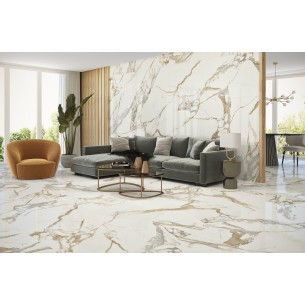 Гранитогрес Medici Gold Natural Rect 60×120 см - Бял, златист - Azulejos Benadresa ➤ топ цена ➤ dshome.bg