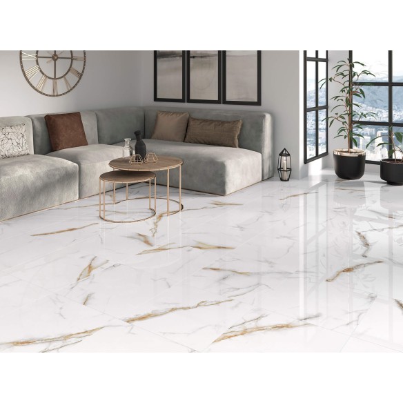 Гранитогрес Greece Blanco 60×120 см - Бял, златист - Navarti ➤ топ цена ➤ dshome.bg