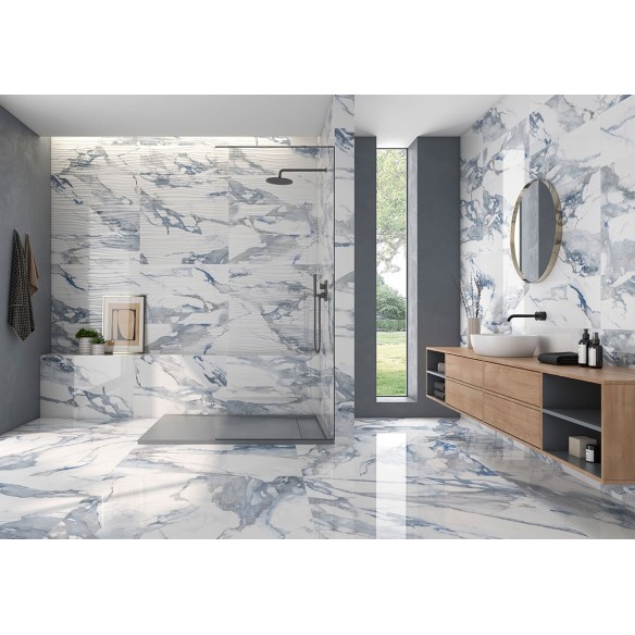 Фаянс Crash Blue RLV 30×90 см - Бял, син - Geotiles ➤ топ цена ➤ dshome.bg