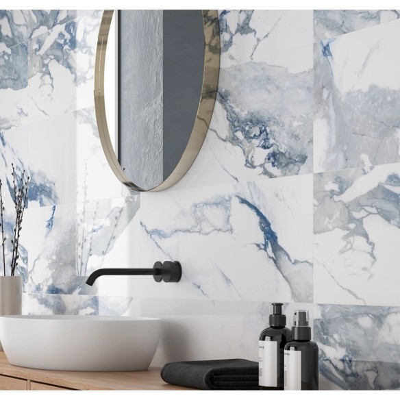 Фаянс Crash Blue 30×90 см - Бял, син - Geotiles ➤ топ цена ➤ dshome.bg