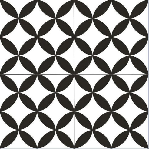 Гранитогрес Circle Pre 45×45 см - Бял, черен - Prissmacer