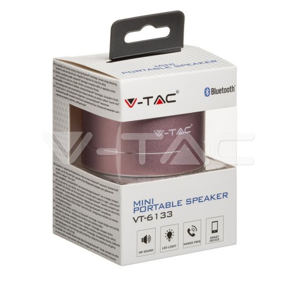Преносима bluetooth колона розова - V-TAC - 2