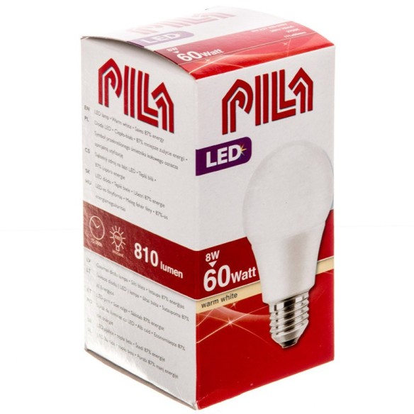 LED крушка E27 8 W (60 W) 2700K PILA ➤ топ цена ➤ dshome.bg