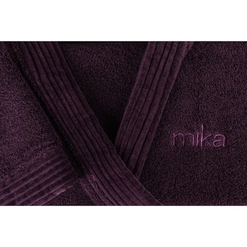 Халат за баня с качулка M тъмнолилав MIKA ➤ топ цена ➤ dshome.bg
