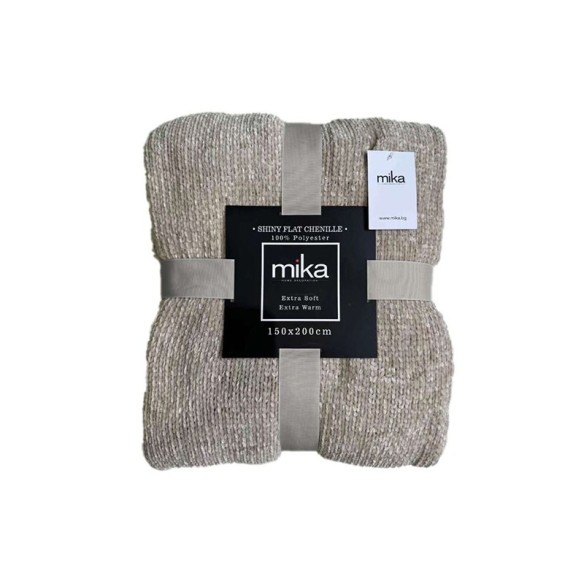 Одеяло 200x240 см Shiny Flat Chenille Beige бежово MIKA ➤ топ цена ➤ dshome.bg