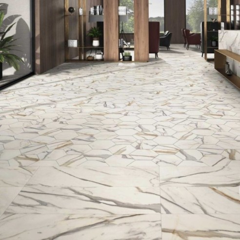 Гранитогрес Calacatta Gold 40×120 см - Бял, златист - Realonda