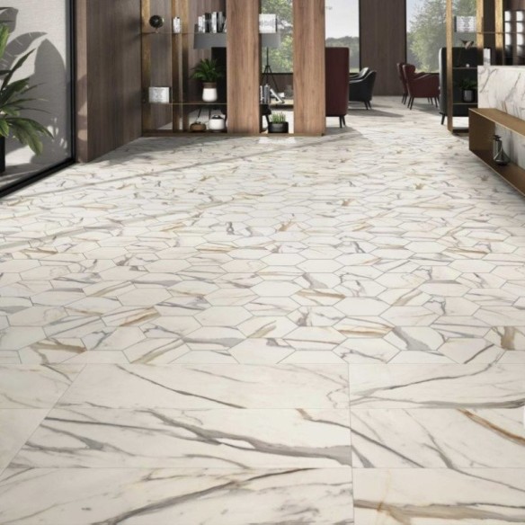 Гранитогрес Calacatta Gold 40×120 см - Бял, златист - Realonda ➤ топ цена ➤ dshome.bg