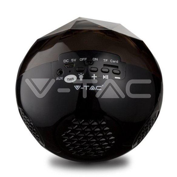 Преносима bluetooth колона кръгла черна - V-TAC - 2