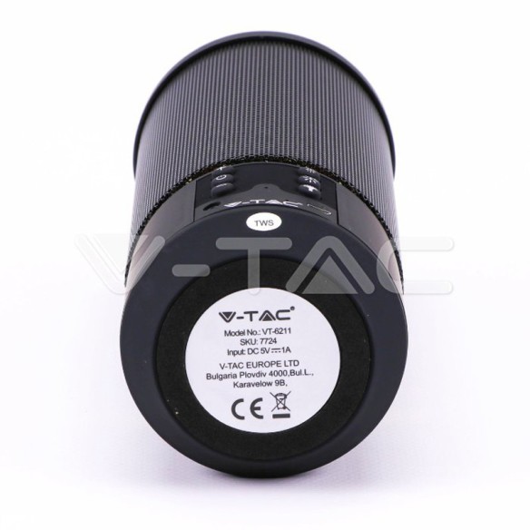 Преносима bluetooth колона черна - V-TAC - 2