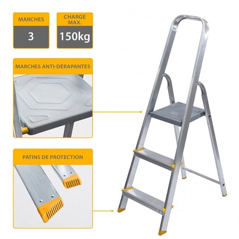 Алуминиева стълба 3 стъпала DENZEL ➤ топ цена ➤ dshome.bg