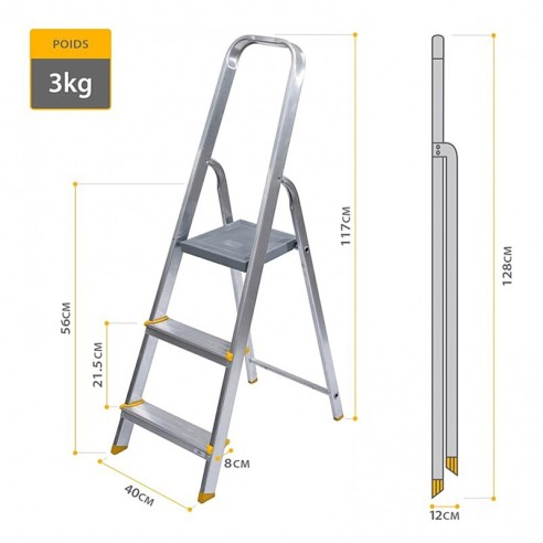 Алуминиева стълба 3 стъпала DENZEL ➤ топ цена ➤ dshome.bg