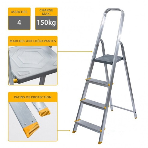 Алуминиева стълба 4 стъпала DENZEL ➤ топ цена ➤ dshome.bg