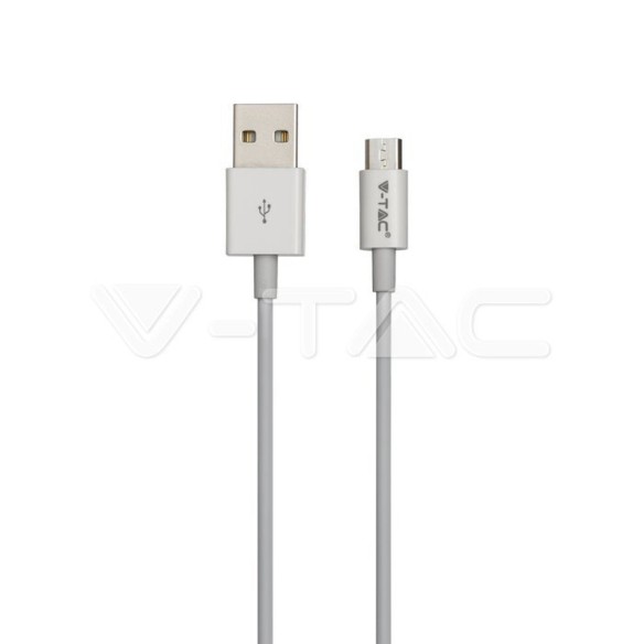 Кабел USB 2.0 / Micro USB бял - 1м - V-TAC