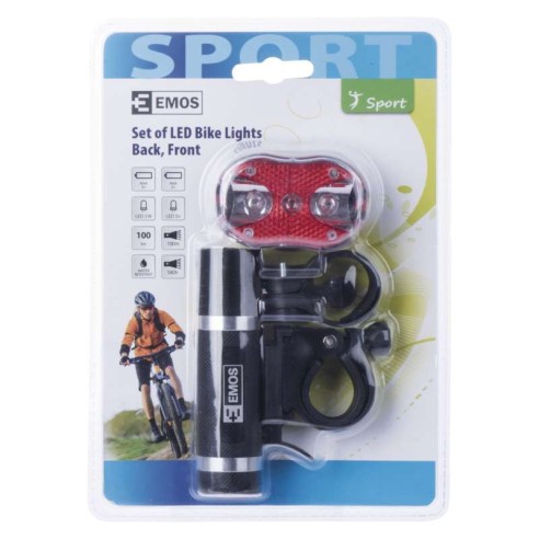 Комплект преден и заден LED фар за колело EMOS ➤ топ цена ➤ dshome.bg