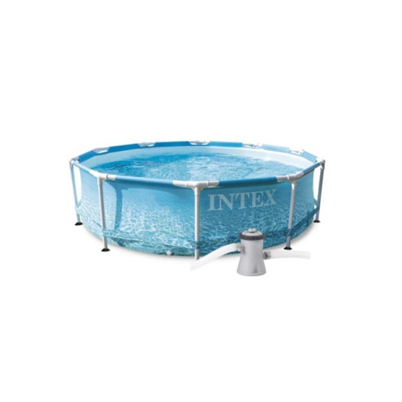 Басейн с метална рамка и с помпа и филтър 305x76 см INTEX ➤ топ цена ➤ dshome.bg