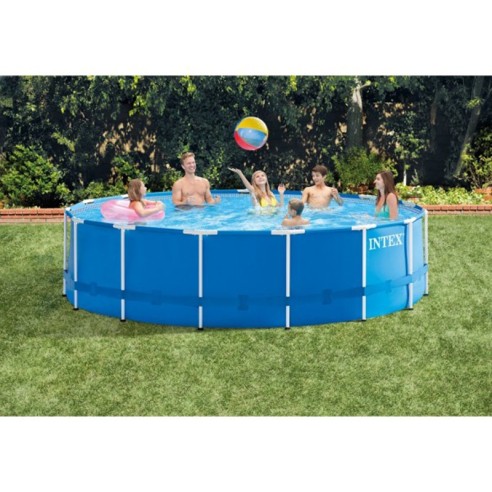 Басейн с метална конструкция и филтрация Ф457x122 см INTEX ➤ топ цена ➤ dshome.bg