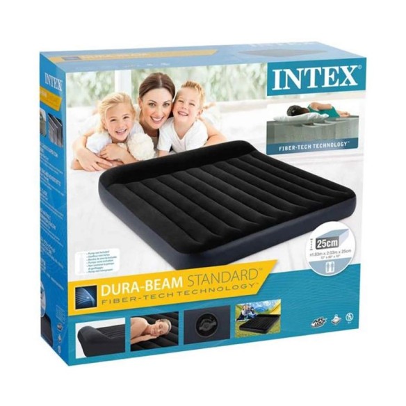 Надуваем дюшек с вградена възглавница 152х203х25 см INTEX ➤ топ цена ➤ dshome.bg