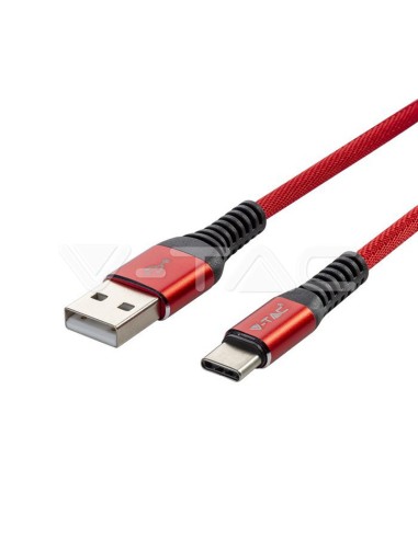 Кабел USB 2.0 / Type-C 1м червен - V-TAC - 1