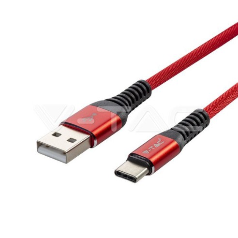 Кабел USB 2.0 / Type-C 1м червен - V-TAC - 1