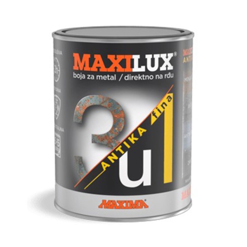 Боя за метал върху ръжда Maxilux 3в1 Antika Fina 0.75 л черна MAXIMA