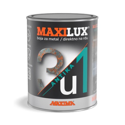 Боя за метал върху ръжда Maxilux 3в1 Antika 0.75 л бордо MAXIMA