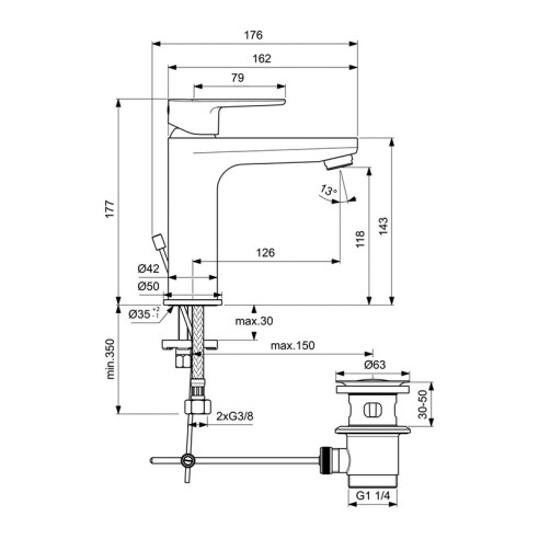 Стоящ смесител за баня с изпразнител Tyria - VIDIMA ➤ топ цена ➤ dshome.bg