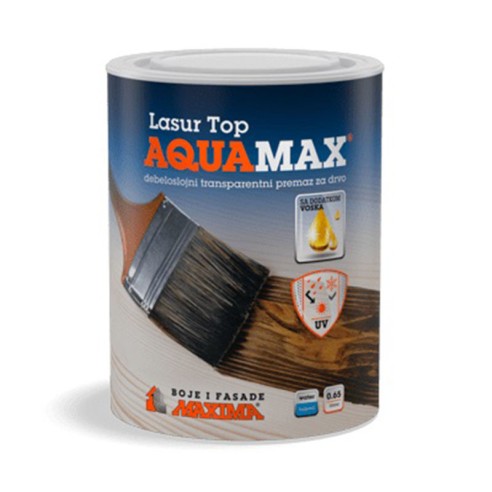 Лак за дърво Aquamax Lasur Top 0.65 л 99 бял MAXIMA