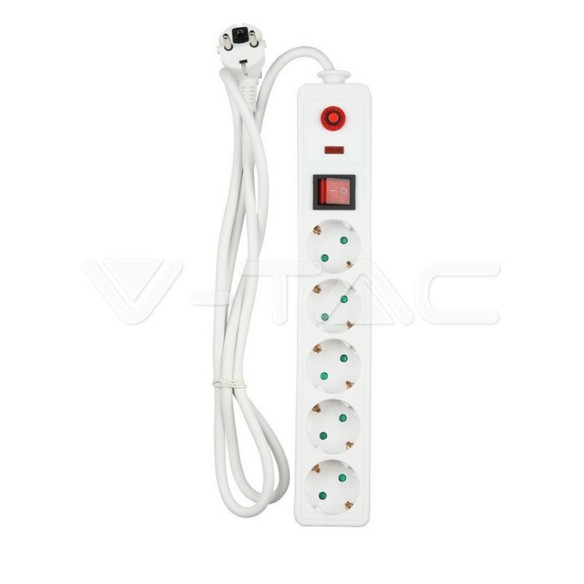 Разклонител 5-ца 1.5м с двойна защита - V-TAC - 1