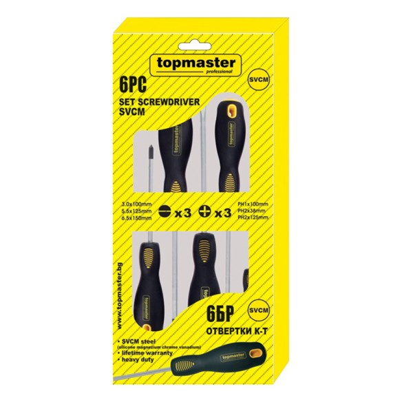 Комплект от 6 броя прави и кръстати отвертки SVCM Topmaster - 2