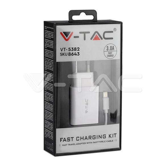 Сет за бързо зареждане Type C USB бял - V-TAC - 3