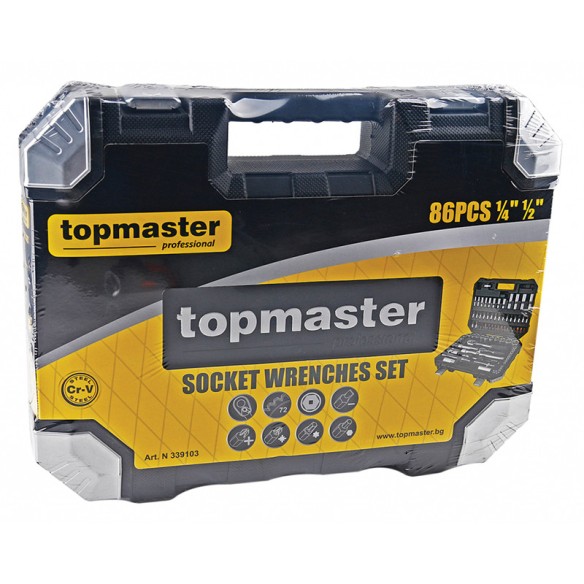 Комплект инструменти 86 части 1/4"&1/2" Topmaster - 1