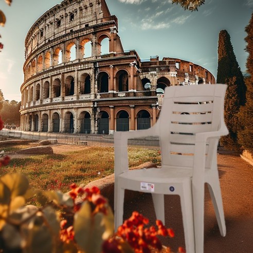 Градински стол PVC сив Roma MEVSIM ➤ топ цена ➤ dshome.bg