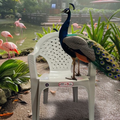 Градински стол PVC сив Palmiye MEVSIM ➤ топ цена ➤ dshome.bg