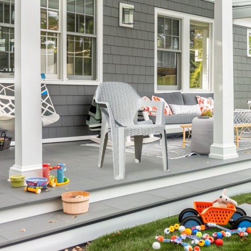 Градински стол PVC бял Polo MEVSIM ➤ топ цена ➤ dshome.bg