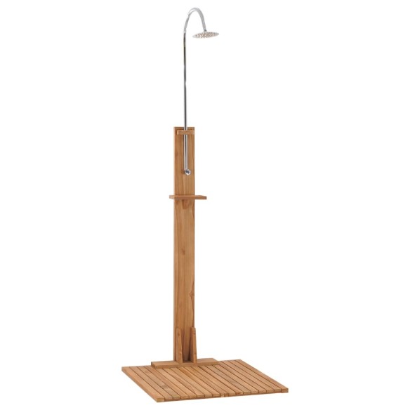 vidaXL Градински душ, 75x75x210 см, тиково дърво масив