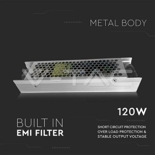LED захранване Slim 120W 12V 10A - V-TAC - 1 2