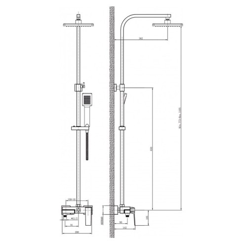 Душ система ICT 6891 Brush Gold INTER CERAMIC ➤ топ цена ➤ dshome.bg