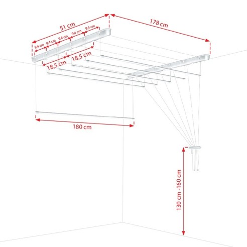 Таванен простир 6x180 см бял SEPIO ➤ топ цена ➤ dshome.bg