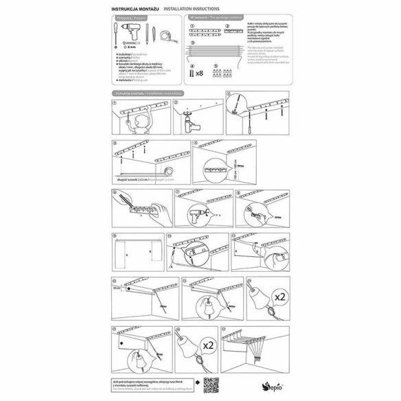 Таванен простор (простир) 7x180 см бял SEPIO ➤ топ цена ➤ dshome.bg
