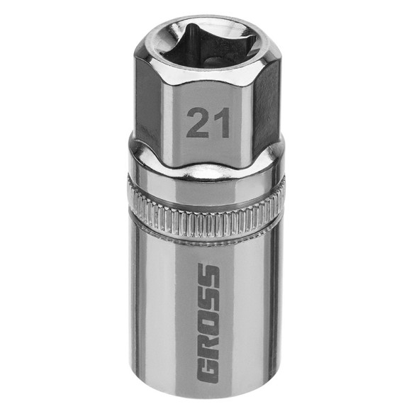 Магнитна вложка за автомобилни свещи 1/2" 21 мм 12-стенна GROSS ➤ топ цена ➤ dshome.bg