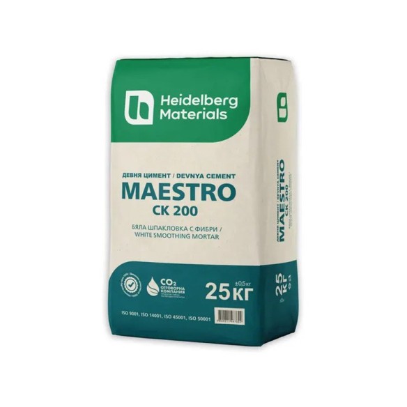Шпакловка с фибри Maestro CK 200 25 кг бяла Heidelberg Materials ➤ топ цена ➤ dshome.bg