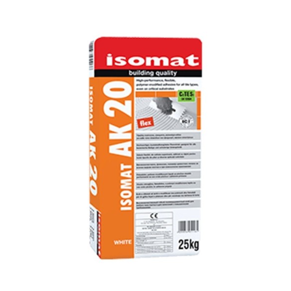 Лепило за плочки AK-20 бяло 25 кг ISOMAT ➤ топ цена ➤ dshome.bg