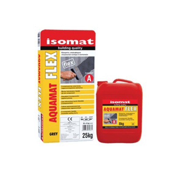 Хидроизолация Aquamat Flex 33 кг сива ISOMAT ➤ топ цена ➤ dshome.bg