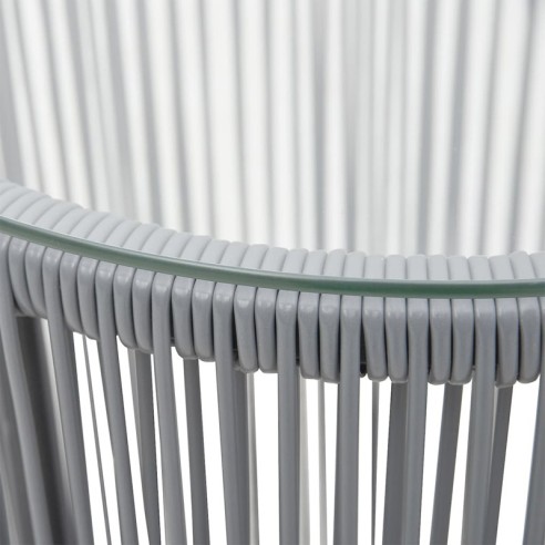 Бистро комплект с възглавници, 3 части, PE ратан, сив ➤ топ цена ➤ dshome.bg