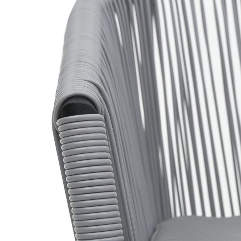 Бистро комплект с възглавници, 3 части, PE ратан, сив ➤ топ цена ➤ dshome.bg